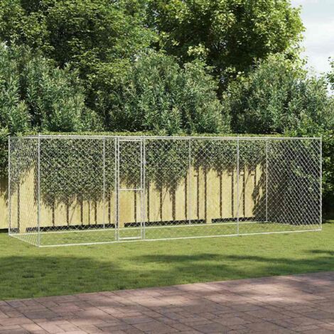 vidaXL Cage pour chien Argent 600 x 200 x 256 cm Acier galvanisé