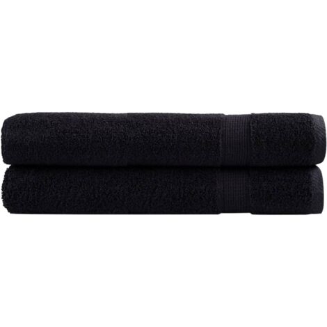 vidaXL Premium Towels "SOLUND" 2 pcs Black 100x200 cm 600 gsm