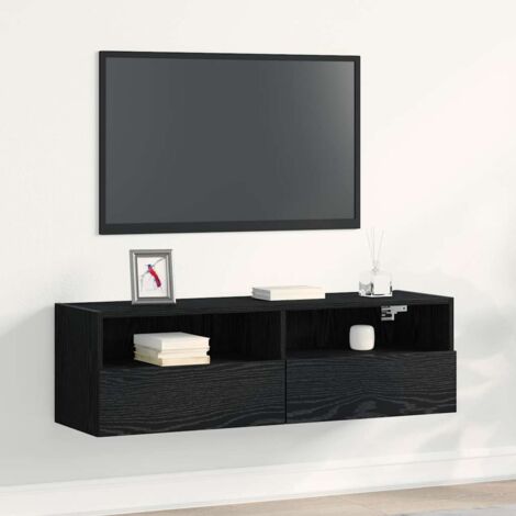 Meuble TV mural Chêne noir 100 x 30 x 30 cm Bois d'ingénierie vidaXL