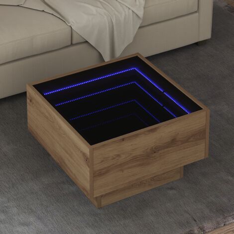 Table basse chêne artisanal 50 x 50 x 30 cm Bois d'ingénierie vidaXL (1/5)