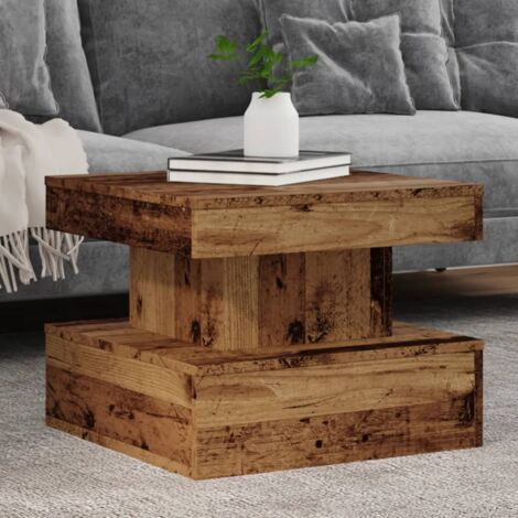 Table basse avec lumières LED vieux bois 50x50x40 cm vidaXL