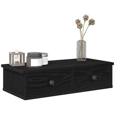 Étagère murale avec tiroirs noir 60x28x15 cm bois d'ingénierie vidaXL