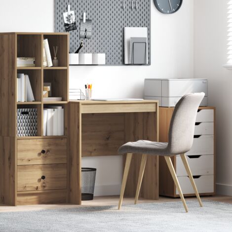 Vidaxl – Bureau droit en bois d'ingénierie chêne artisanal 70 x 50 x 76 cm – Compartiment de rangement intégré – Pour espaces de travail modernes