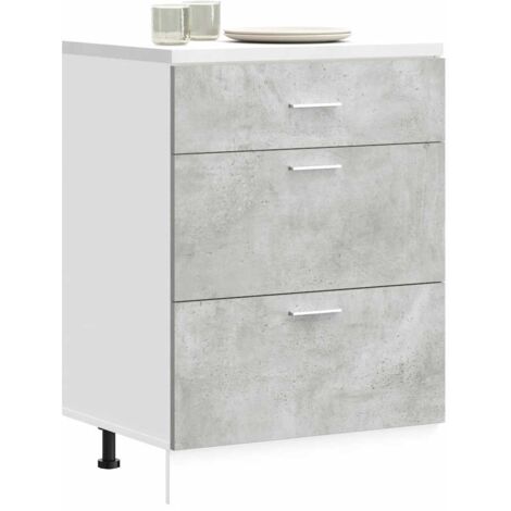 Vidaxl – Meuble bas de cuisine Lyon gris béton en bois d'ingénierie – Dimensions 60x46x81,5 cm – Capacité de charge 50 kg – Pieds réglables