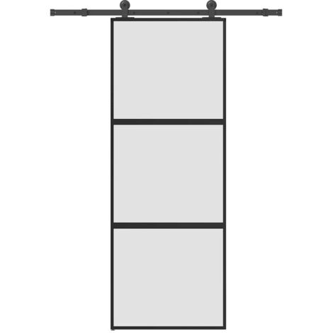 Porte coulissante kit de quincaillerie trempé verre aluminium vidaXL (1/5)