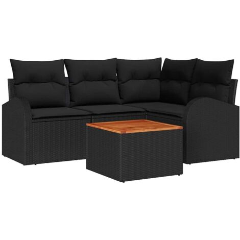 vidaXL  Garden Sofa Set  with Storage 5 pcs Black Poly Rattan (1/5)