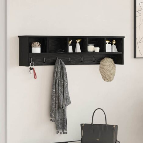 Porte-manteau mural avec étagère Chêne noir 100 x 16 x 26 cm vidaXL