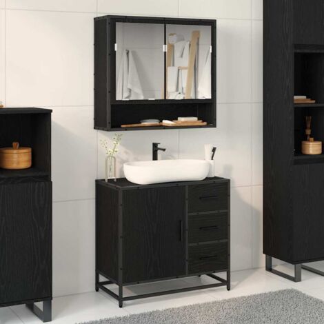Meuble de Lavabo de Salle de Bain Chêne noir 65 x 33 x 60 cm vidaXL