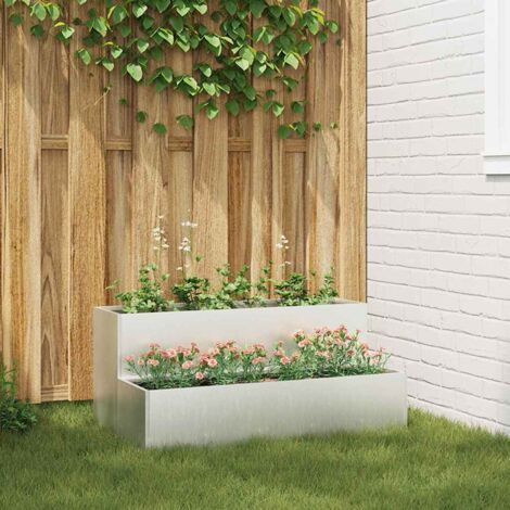 Cache-pot de jardin Argent 100 x 60 x 45 cm Acier inoxydable vidaXL