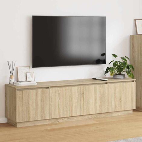 Vidaxl – Meuble TV en bois d'ingénierie Sonoma 180 x 38 x 49 cm – Éclairage LED intégré – Design moderne minimaliste – Accès par portes à charnières