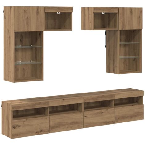vidaXL TV Wall Units 6 pcs Old Wood Engineered Wood (1/5)