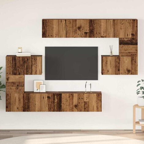vidaXL TV Cabinet Set Wall-mounted 8 pcs Old Wood Engineered Wood (1/5)