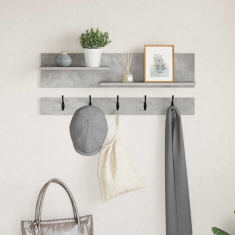 Porte-manteau mural avec étagère Gris béton 90 x 15 x 36 cm vidaXL
