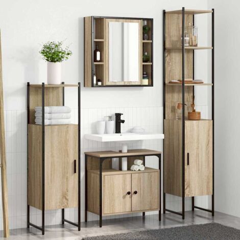 vidaXL Bathroom Furniture Set 4 pcs Sonoma Oak Engineered Wood (1/5)