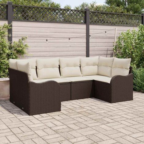 vidaXL Ensemble de canapé de jardin 6 pcs Marron Poly rotin (1/5)