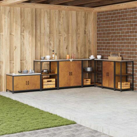 Meuble de rangement de cuisine avec étagère avec porte Rouillé vidaXL