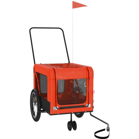 vidaXL Pet Bike Trailer Orange and Black Oxford Fabric and Iron