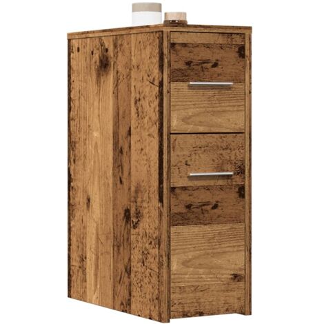 vidaXL Narrow Bathroom Cupboard with Wheels Old Wood Engineered Wood