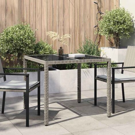 vidaXL Garden Table Grey 90 x 90 x 75 cm Poly Rattan