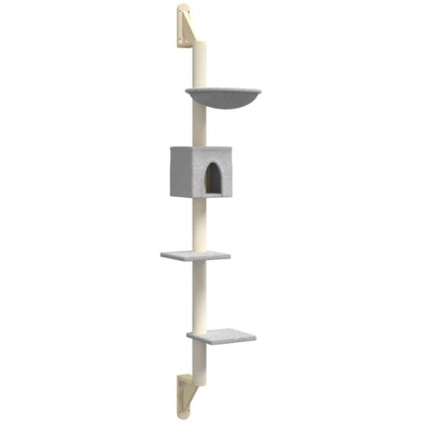 vidaXL Arbre à chat mural avec griffoir gris clair 187 cm (1/5)