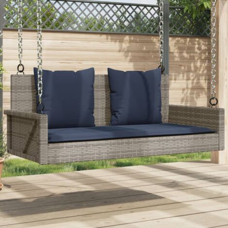 Banc à bascule avec coussins Gris 119 x 56 x 48 cm Résine tressée vidaXL (1/5)