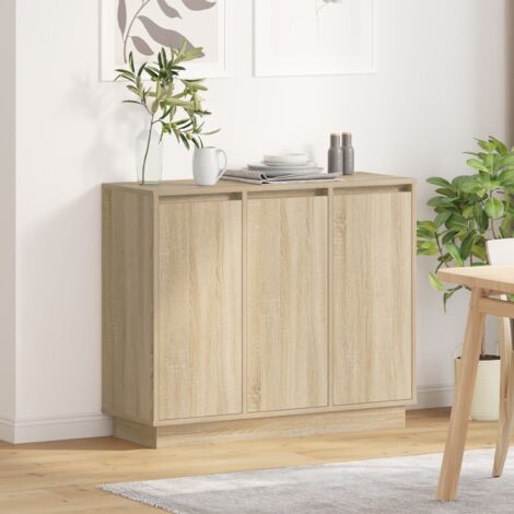 Vidaxl – Buffet LED en bois d'ingénierie – Dimensions 90 x 32 x 75 cm – Design minimaliste pour salle à manger ou salon – Éclairage intégré (1/5)