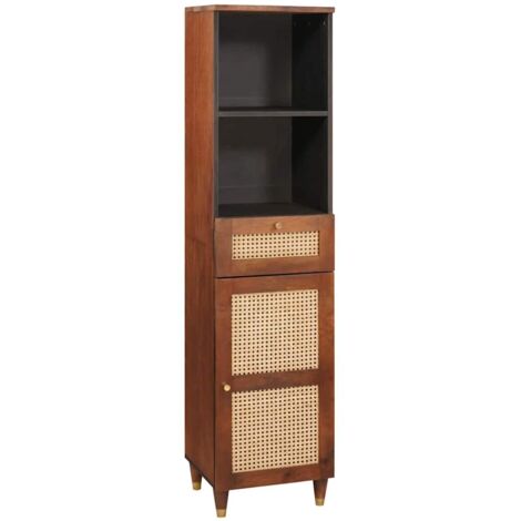 Vidaxl – Buffet en bois de manguier massif avec tiroir et étagère – Dimensions 38 x 33.5 x 160 cm – Rangement pour salle de bain et salon (1/5)