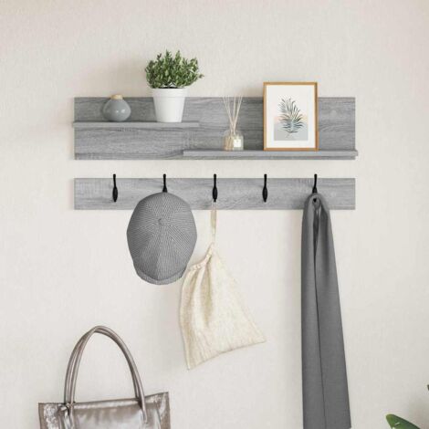 Porte-manteau mural avec étagère Sonoma gris 90 x 15 x 36 cm vidaXL