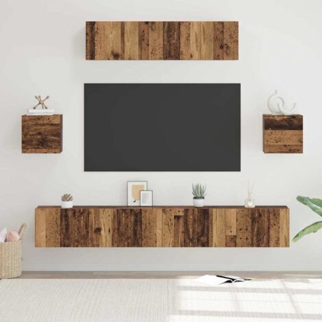 vidaXL TV Cabinet Set Wall-mounted 7 pcs Old Wood Engineered Wood (1/5)