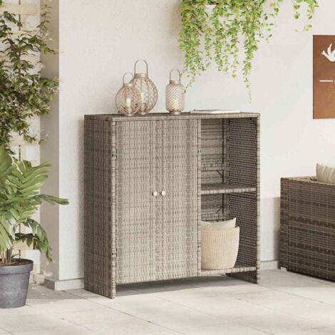 vidaXL Storage Cabinet with Shelf Light Grey 100 x 36 x 102 cm Rattan