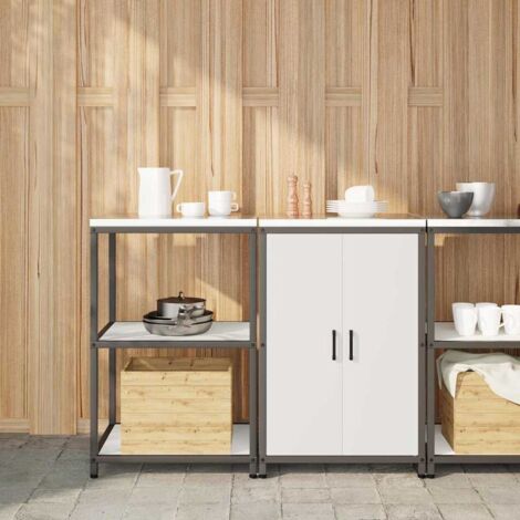 vidaXL Kitchen Storage Set HATTEM 2 pcs White Cold-rolled Steel