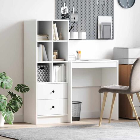 Bureau avec rangement avec tiroir 2 pcs Blanc Bois d'ingénierie vidaXL