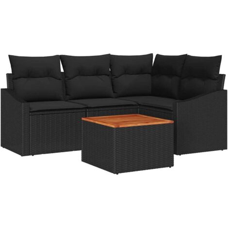 vidaXL  Garden Sofa Set  with Storage 5 pcs Black Poly Rattan (1/5)