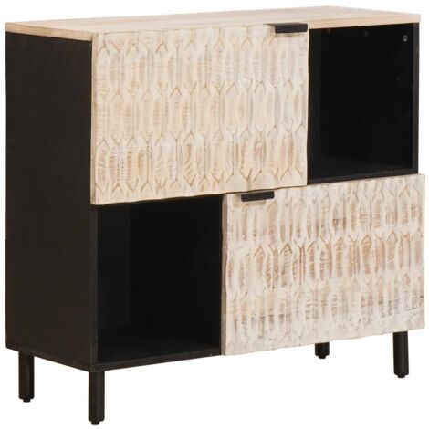 vidaXL  Sideboard  White Wash Finish 80 x 33 x 75 cm Solid Mango Wood (1/5)