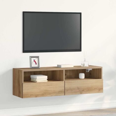 Meuble TV mural Montage mural chêne artisanal 100 x 30 x 30 cm vidaXL