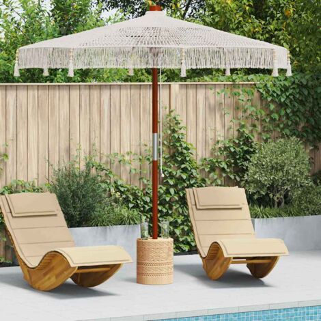 Vidaxl – Parasol droit crème 250 x 255 cm – Coton et bois massif – Résistant aux UV – Revêtement hydrofuge – Montage facile