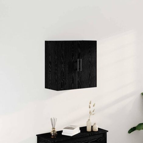 Vidaxl – Meuble mural en bois d'ingénierie chêne noir 60 x 31 x 60 cm – Avec 2 étagères – Design rustique pour salon, chambre ou cuisine