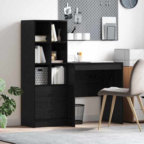 Bureau avec rangement 2 pcs Chêne noir Bois d'ingénierie vidaXL