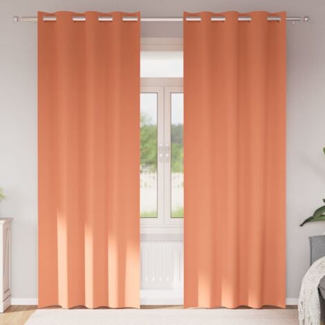 Rideaux occultants avec anneaux Couleur terre cuite Polyester vidaXL (1/5)