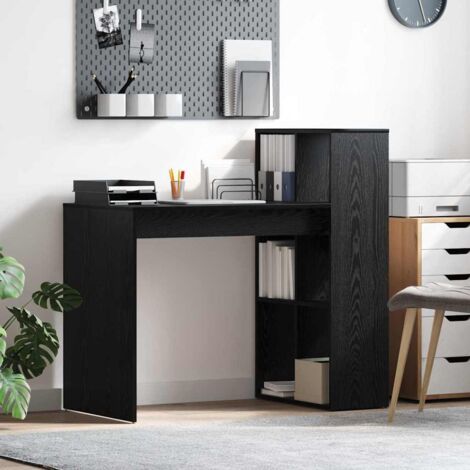 vidaXL  Desk  with Shelf Black Oak 108 x 55 x 103.5 cm Engineered Wood (1/5)