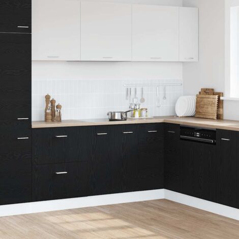 Vidaxl – Meuble bas de cuisine noir chêne 60x46x81,5 cm – Bois contreplaqué – 2 portes – Grand espace de rangement (1/5)
