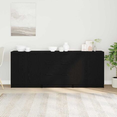 vidaXL  Sideboard  3 pcs Black Oak 180 x 30 x 70 cm Engineered Wood