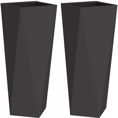vidaXL Planter 2 pcs Black 30 x 30 x 75 cm Steel
