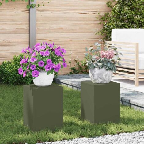 Supports pour plantes 2 pcs Vert olive 24 x 24 x 35 cm Acier vidaXL
