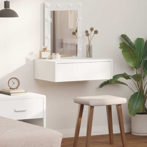 Vidaxl – Coiffeuse enfant blanche 60 x 40 x 70 cm – Bois d'ingénierie durable – Avec miroir plat et tiroir de rangement – Design moderne
