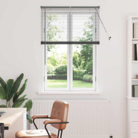 Store de Fenêtre avec des rideaux Gris foncé Aluminium vidaXL