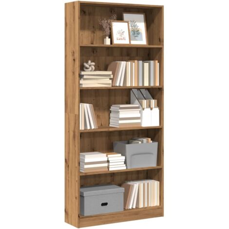 Vidaxl – Bibliothèque en bois d'ingénierie 80x24x176 cm – 5 étagères ouvertes – Résistante à l'humidité – Pour rangement livres et objets décoratifs (1/5)