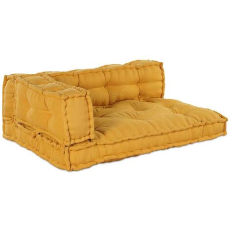 Vidaxl – Coussin de canapé sur palette 3 pcs – Tissu respirant – Dimensions 120 x 80 x 38 cm – Utilisation intérieure et extérieure – Jaune