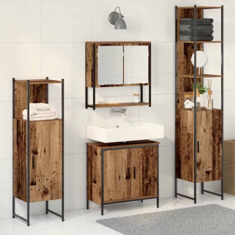 vidaXL Bathroom Furniture Set with Door 4 pcs Brown 33 x 33 x 185.5 cm (1/5)