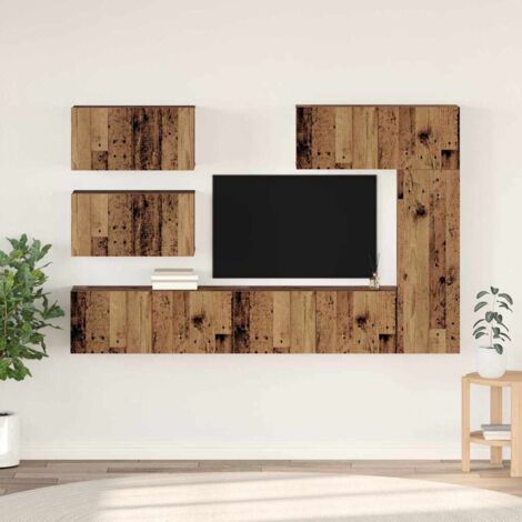 vidaXL TV Cabinet Set Wall-mounted 6 pcs Old Wood Engineered Wood (1/5)